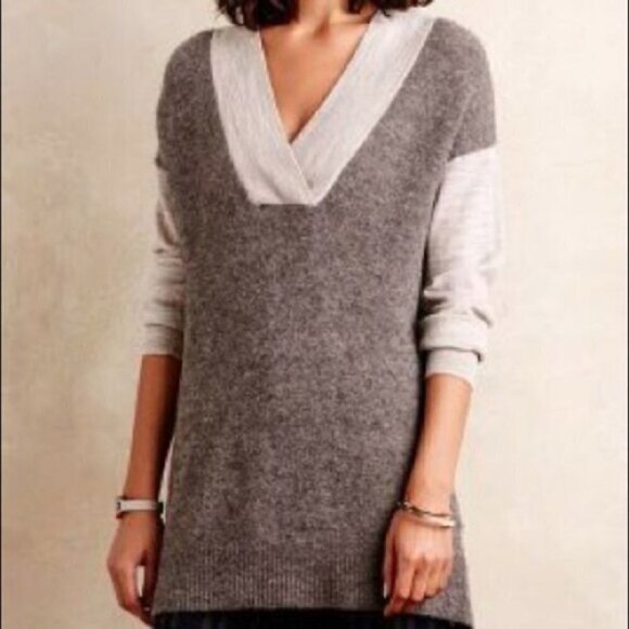 Anthropologie Moth Two Tone Alpaca Blend Sweater - Picture 1 of 7